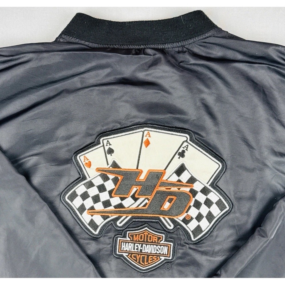 Vintage Harley Davidson Racing 4 Aces Bomber Jacket USA Made XXL